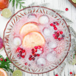 Cranberry Citrus Paloma Punch big batch cocktail for holiday parties fresh cranberry puree citrus ice cubes vintage tequila punch #ad