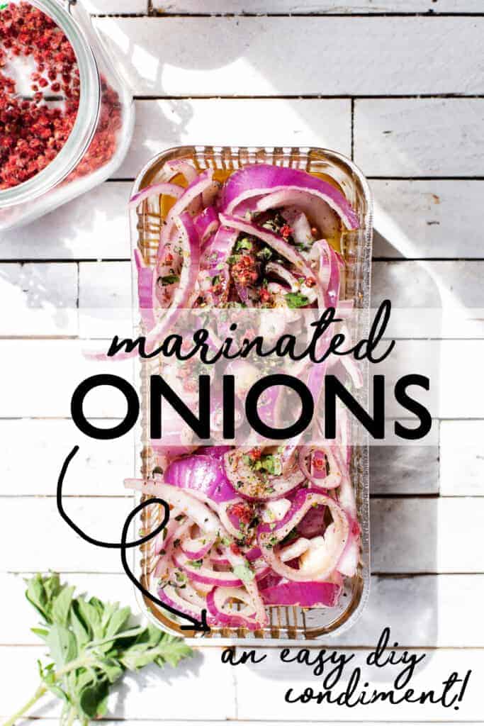 Sumac Herb Marinated Red Onions get a hefty dose of fresh herbs and sumac for bright citrus flavor with an herby bite. Keep a batch of this delicious homemade condiment in your fridge to add flavor and zest to meals all week long! marinated onions | pickled onions | sumac